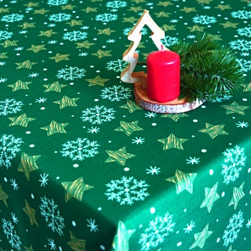 Vánoční ubrusy Hvězdičky a vločky – zelené - Rozměr ubrusu: 30x30
