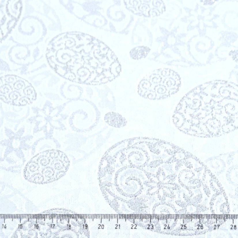 Velikonoční běhoun v metráži Stříbrná vejce - Šíře materiálu ↔ (cm): 38, Vyber okraje: pouze střih