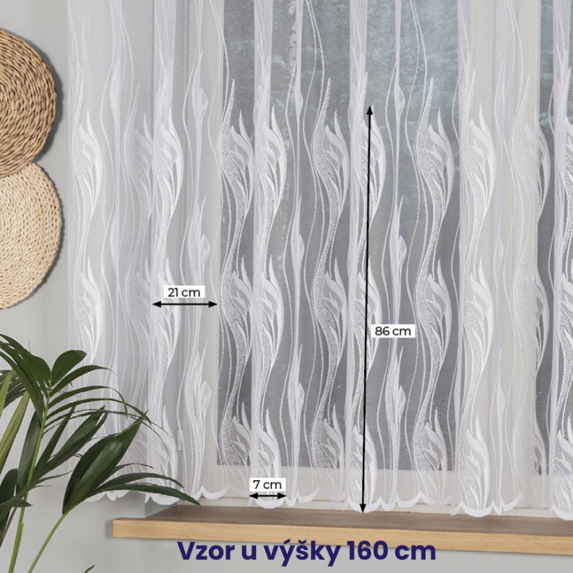 Záclona Anturie - Vyber výšku ↕ (cm): 175, Vyber šití: bez obšití