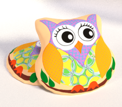 Dětský polštářek Sovička - žlutá