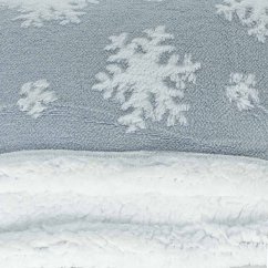 Vianočná mikroflanelová deka LUX - Vločky - šedá