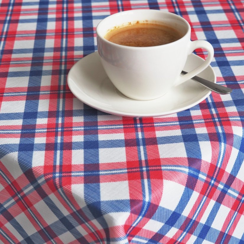 Teflonový ubrus tisk Káro - červeno-modrý - Vyber rozměr: 75x75