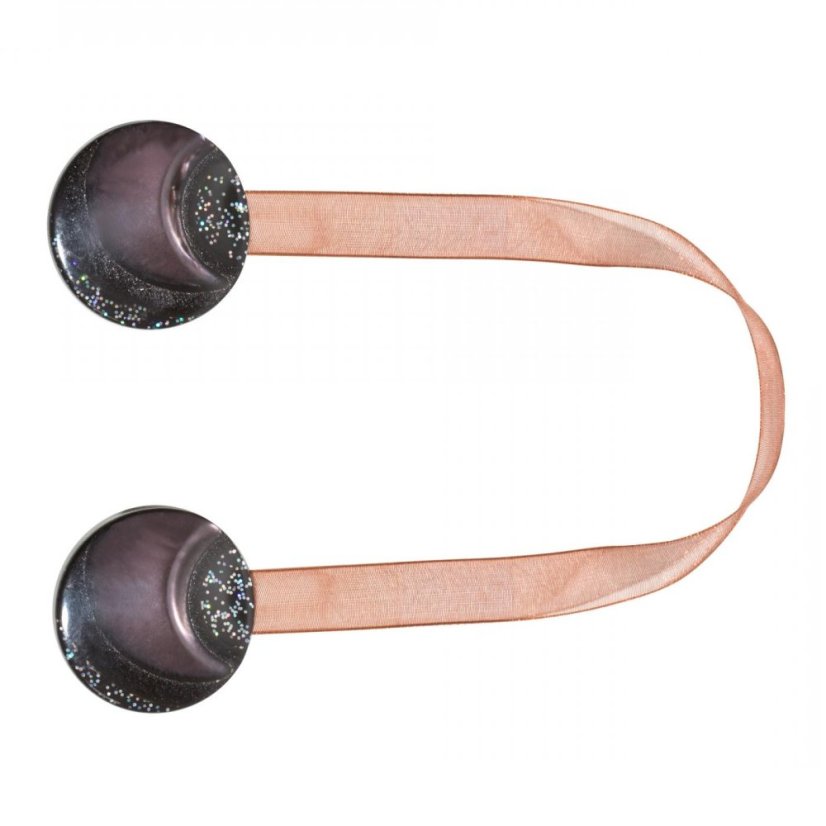 Magnetická spona na závěsy - hnědá se třpytkami