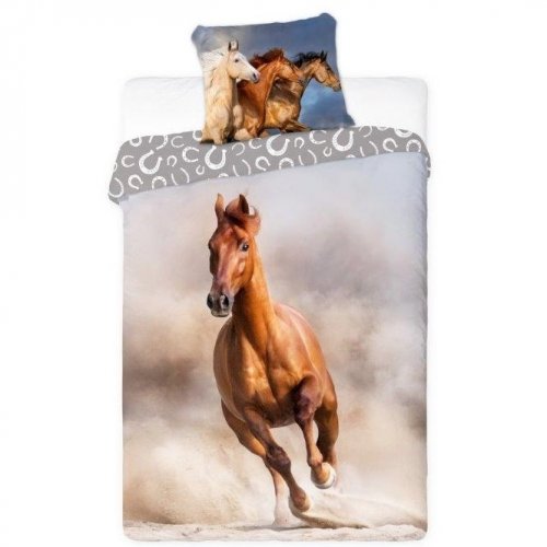 Povlečení hladká bavlna - Horses - Rozměr povlečení: 140x200+70x90