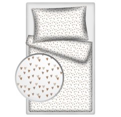 Povlečení hladká bavlna LUX - Hnědá srdce