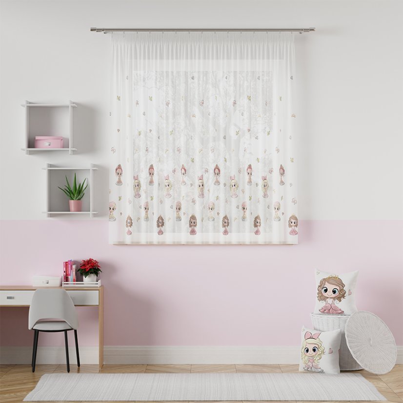 Dětský voál Princezničky - Vyber výšku ↕ (cm): 157, Vyber šití: bez obšití