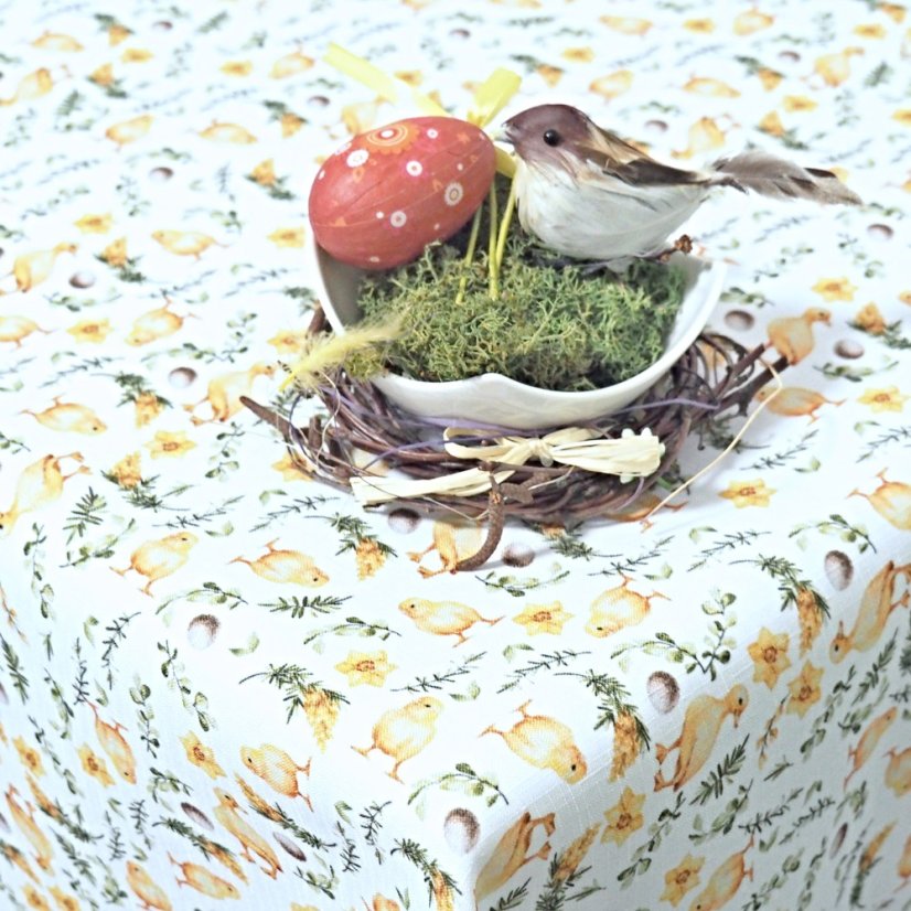Velikonoční ubrusy - Kuřátka - bílý - Vyber rozměr: 30x30
