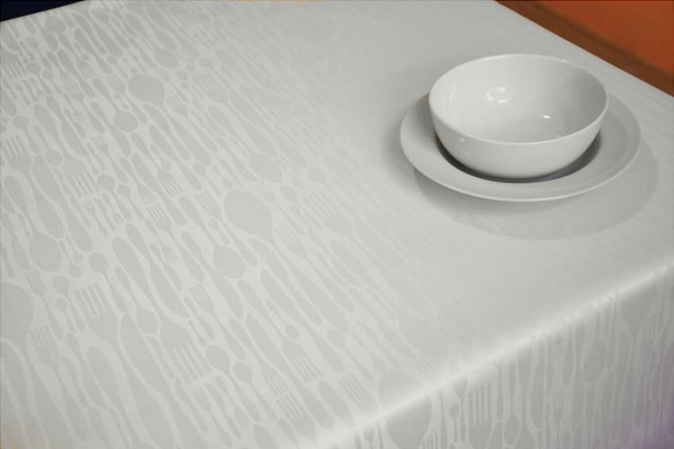 Látka na ubrusy - Café - bílá - Šíře materiálu (cm): 180
