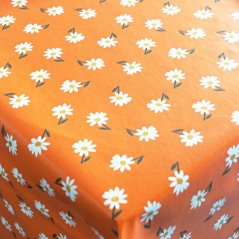 PVC ubrusovina - Kytičky - oranžová