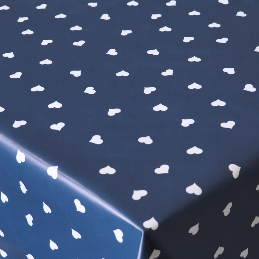 PVC ubrusovina - Srdce - modrá