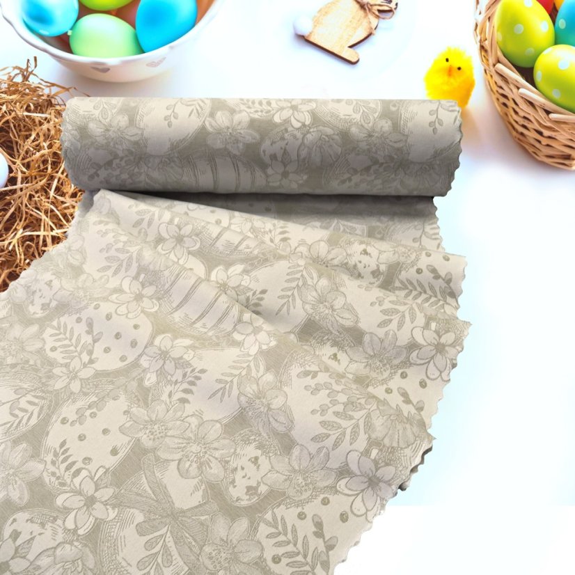 Velikonoční běhoun v metráži  Bicolor - Kraslice - Šíře materiálu ↔ (cm): 38, Vyber okraje: pouze střih