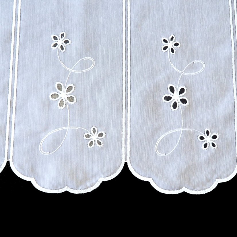 Vitrážová záclona Elena - Vyber výšku ↕ (cm): 40, Vyber šití: bez obšití