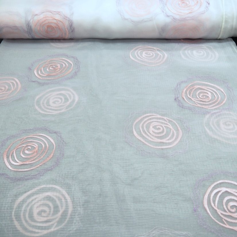 Organzová záclona Květy růžové - Vyber výšku ↕ (cm): 280, Vyber šití: bez obšití