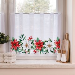 Vitrážová záclona Vánoční růže