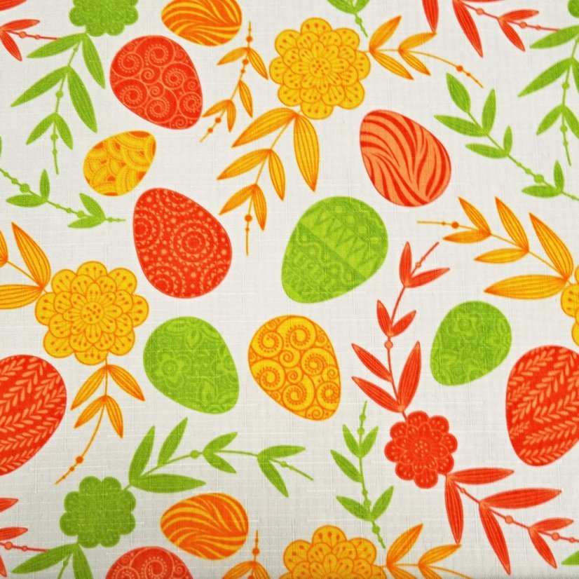 Velikonoční běhoun v metráži Vajíčka - Šíře materiálu ↔ (cm): 38, Vyber okraje: pouze střih