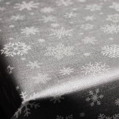Vánoční PVC ubrusovina - Vločky stříbrné