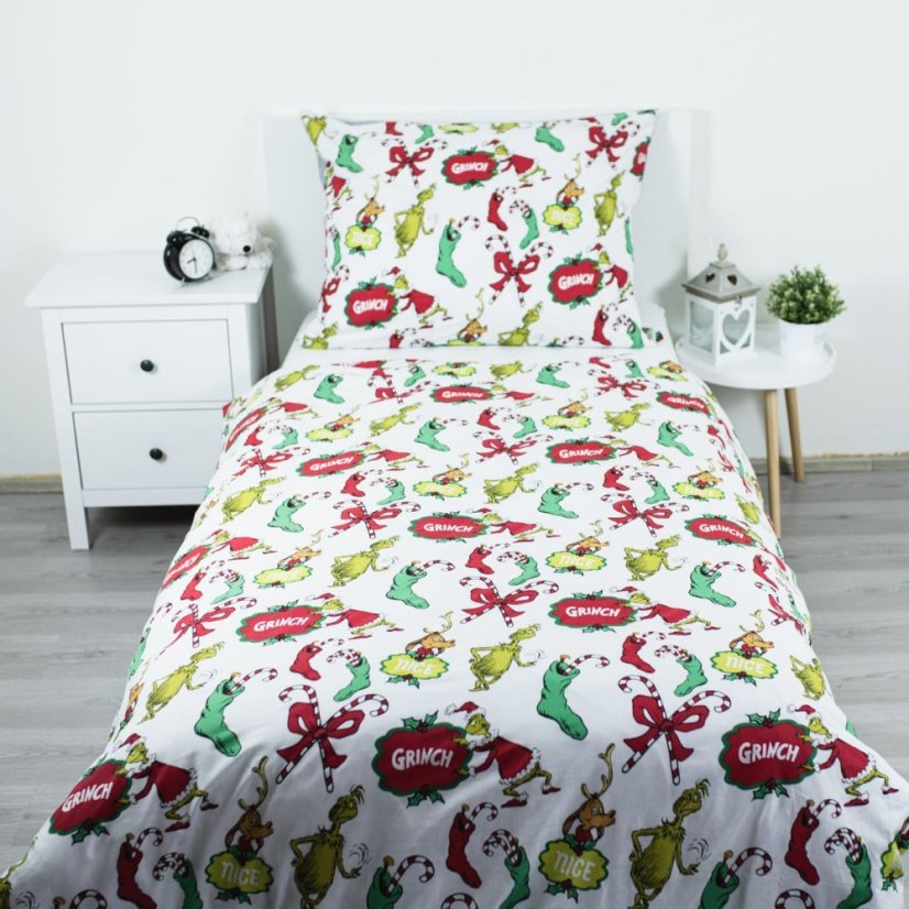 Povlečení hladká bavlna - Grinch - Rozmer obliečky: 140x200+70x90