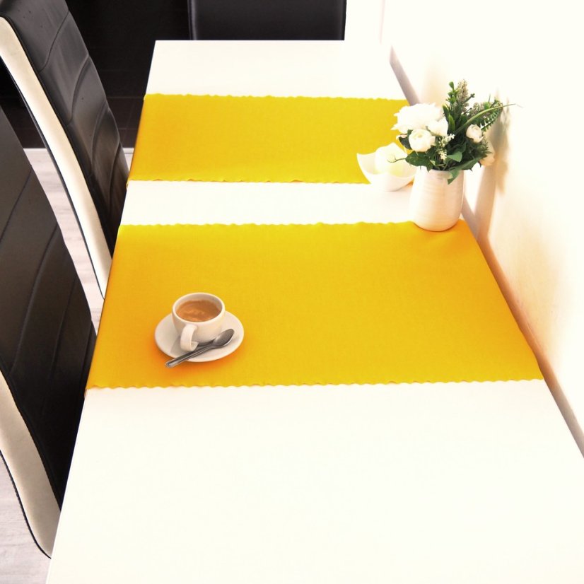 Teflonová šála v metráži - 3014 - tm.žlutá - Šíře materiálu ↔ (cm): 38, Vyber okraje: pouze střih