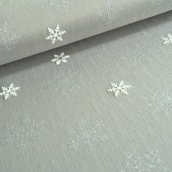 Vianočná látka na obrusy - Snehová vločka - šedá