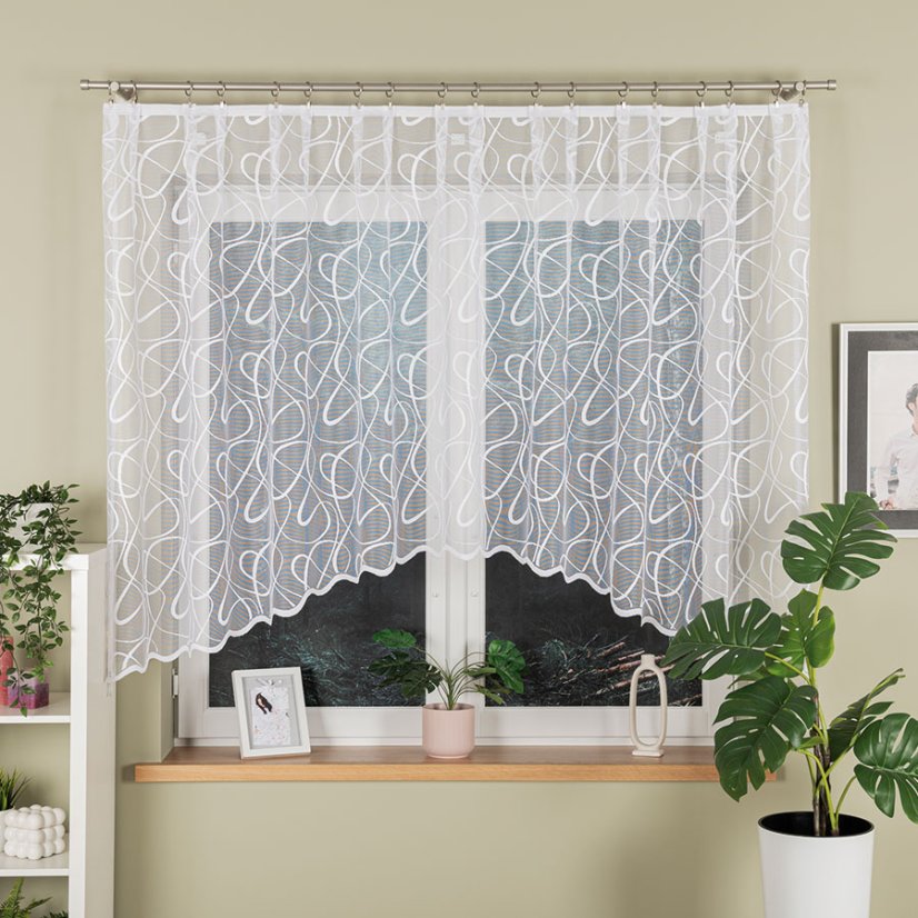 Kusová záclona Celestína - Vrchný okraj: Bez riasiacej pásky, Vyber rozmer záclony ↕VxŠ ↔ (cm): 140x310