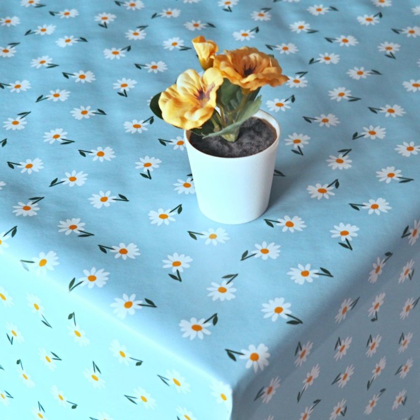 PVC ubrusovina - Kytičky - modrá