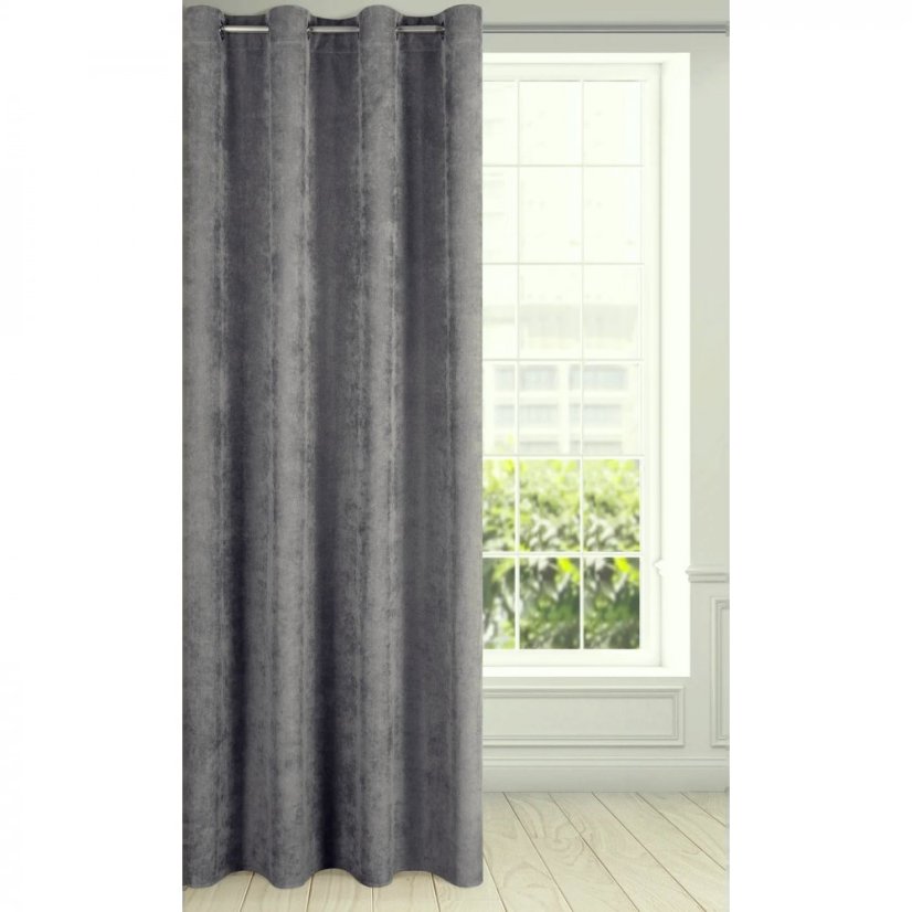 Kusový záves s očkami Elisa - šedohnedý - Vyber rozměr závěsu ↕VxŠ ↔ (cm): 250 x 140 cm