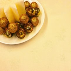 Vánoční žakárový ubrus - krémový