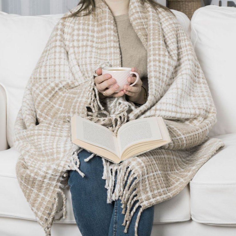 Károvaný pléd – béžový