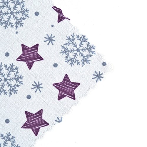 Vánoční ubrusy Hvězdičky a vločky – bílo/fialové - Rozměr ubrusu: 30x30