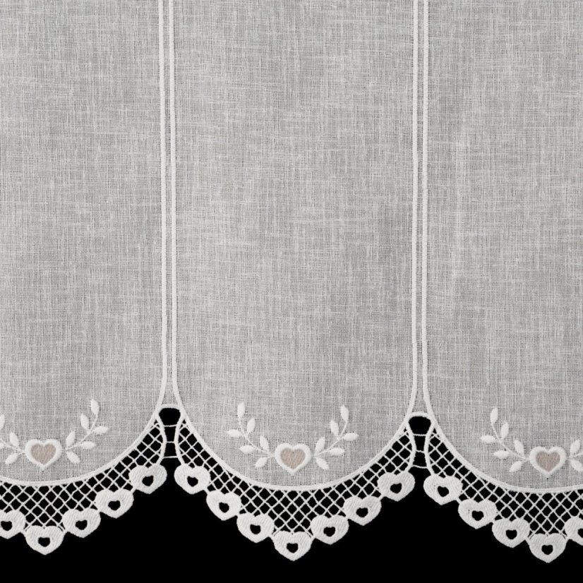 Vitrážová záclona Srdíčka - Vyber výšku ↕ (cm): 45