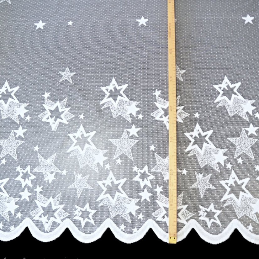 Vánoční záclona Hvězdy - Vyber výšku ↕ (cm): 250, Vyber šití: bez obšití