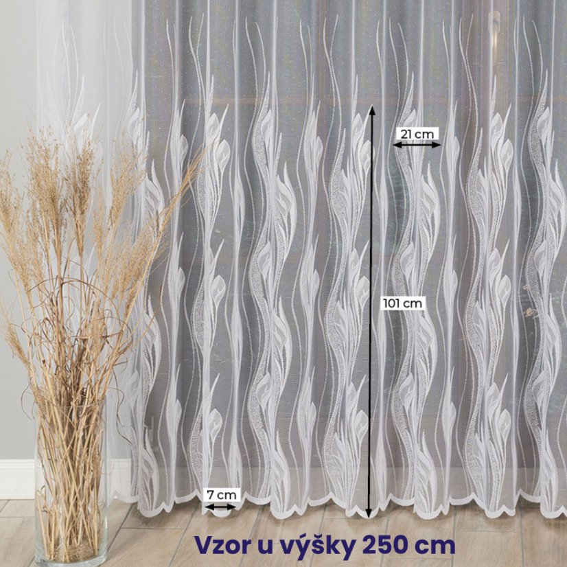 Záclona Anturie - Vyber výšku ↕ (cm): 175, Vyber šití: bez obšití