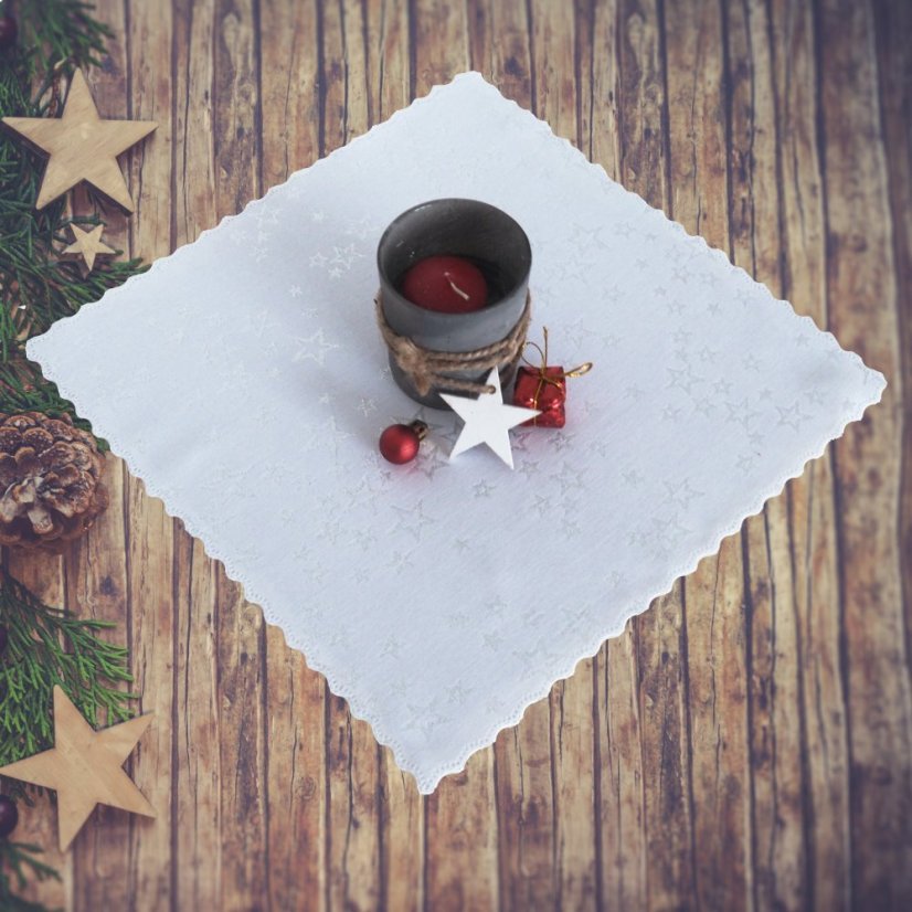 Prostírání a ubrusy Hvězdné přání - Bílo/stříbrné - Vyber rozměr: 30x30