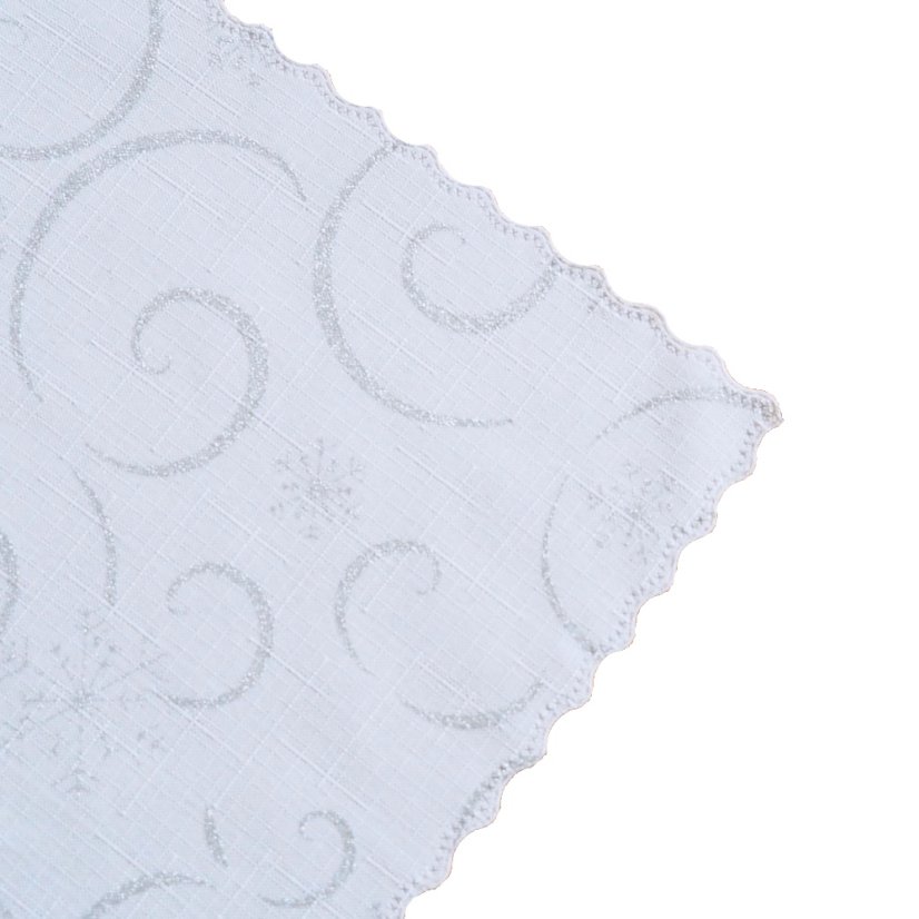 Vánoční ubrusy - Vločky s vlnkou bílo/stříbrné - Vyber rozměr: 30x30