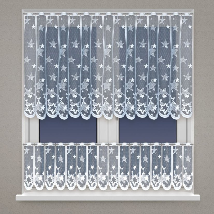 Vitrážová záclona Hvězdy - Vyber výšku ↕ (cm): 60