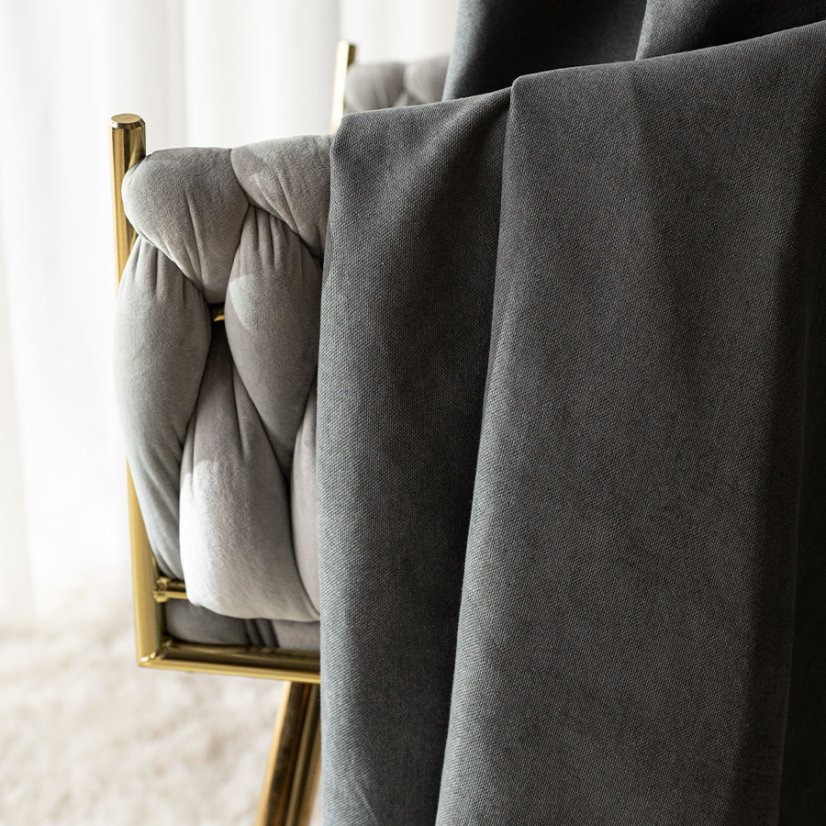 Kusový závěs s kroužky Milas - tm.šedý - Vyber rozměr závěsu ↕VxŠ ↔ (cm): 250 x 140 cm