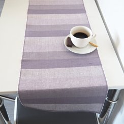 Tkaný běhoun na stůl - Pruhy šedo/fialkové