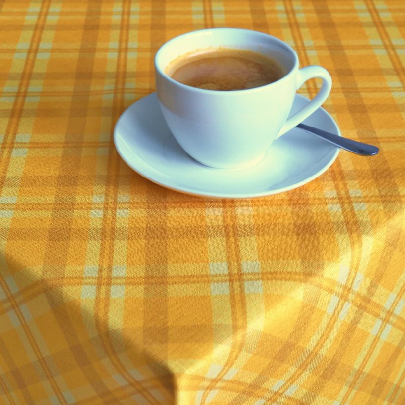 Teflonový ubrus tisk Káro - žlutý - Vyber rozměr: 75x75