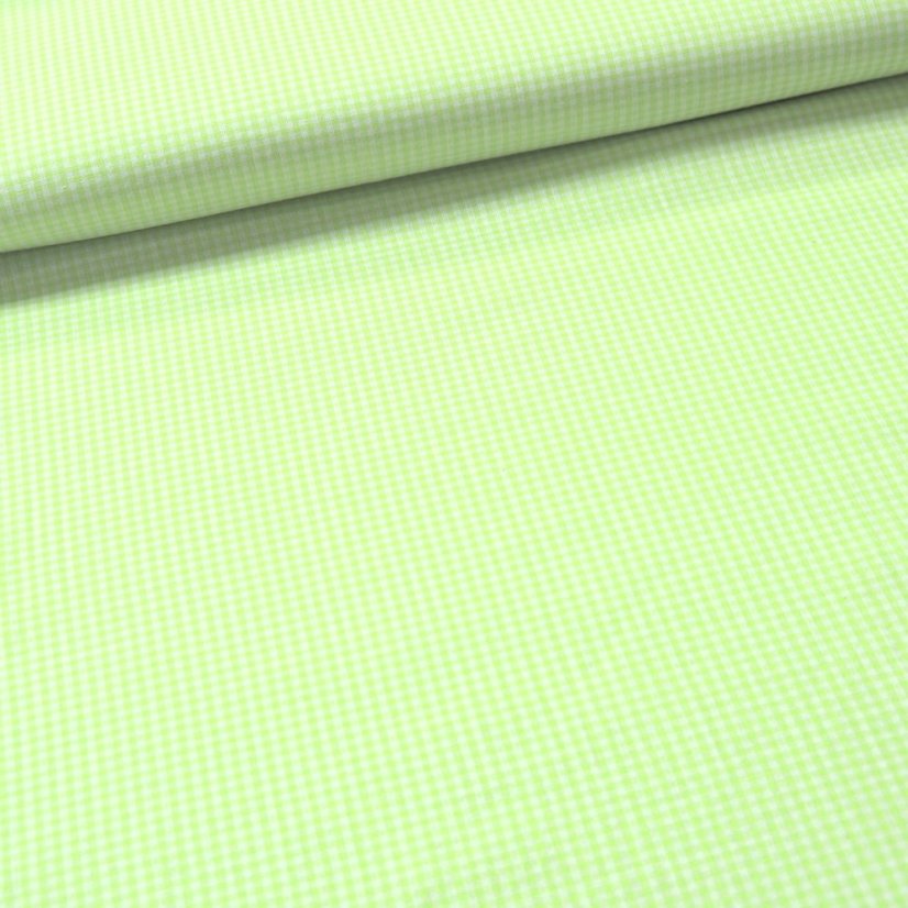 Látka Kanafas jarno zelená - 0,2 cm káro - Šírka materiálu ↔ (cm): 160, Vyber šitie: bez obšití