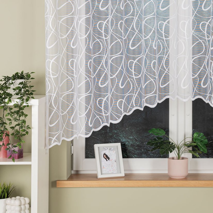 Kusová záclona Celestína - Vrchný okraj: Bez riasiacej pásky, Vyber rozmer záclony ↕VxŠ ↔ (cm): 140x310