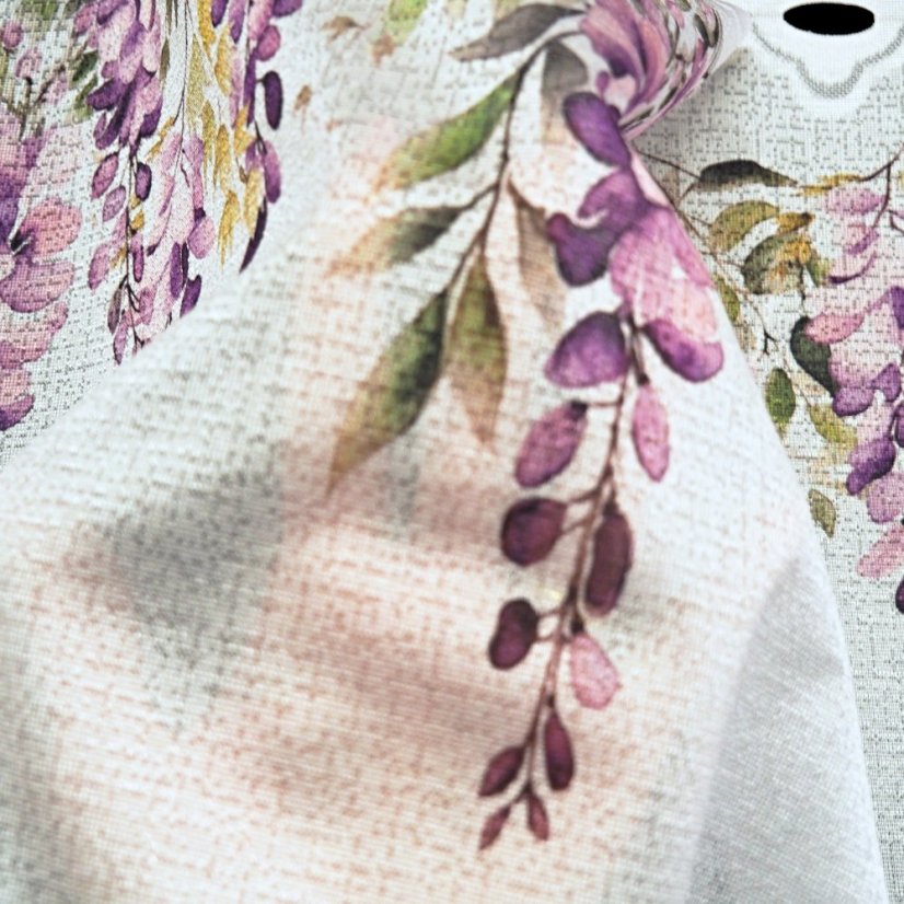 Vitrážová záclona Vistária - Vyber výšku ↕ (cm): 48, Vyber šitie: bez obšití