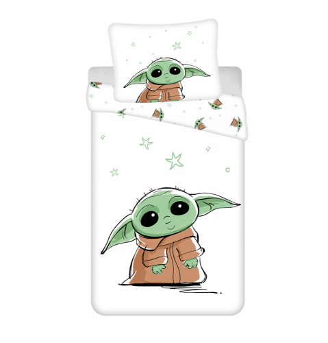 Obliečky hladká bavlna - Baby Yoda - Rozměr povlečení: 140x200+70x90