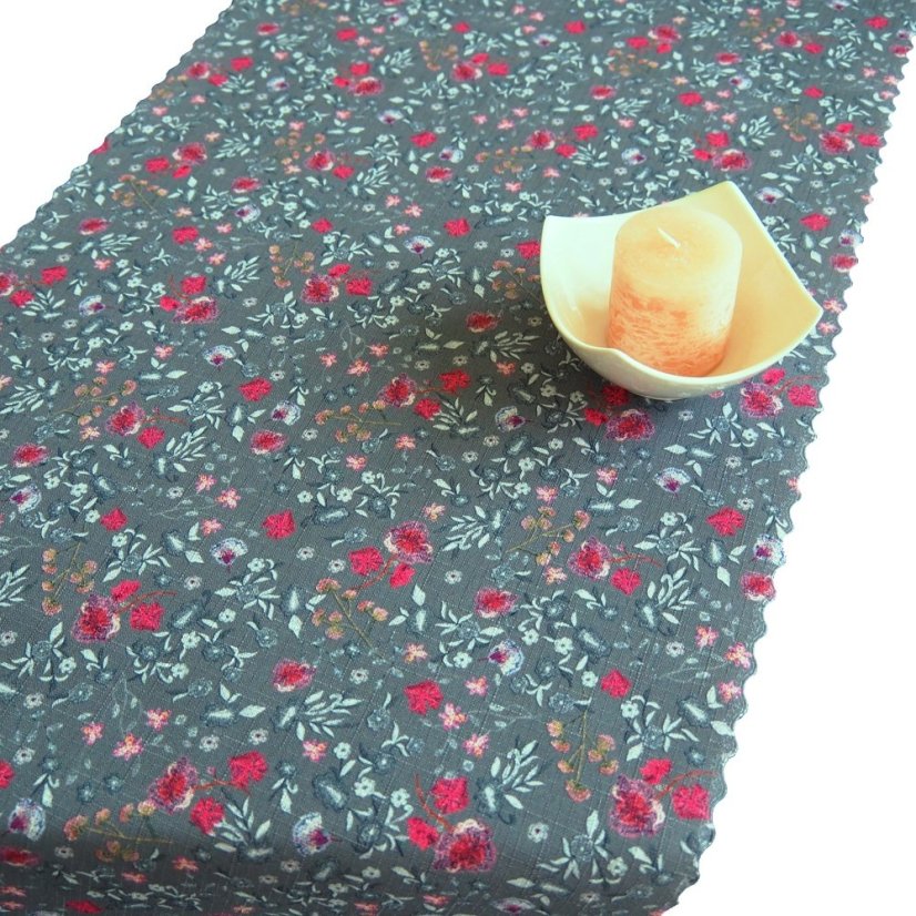 Ubrusová šála v metráži Luiza - šedá - Šíře materiálu ↔ (cm): 38, Vyber okraje: pouze střih