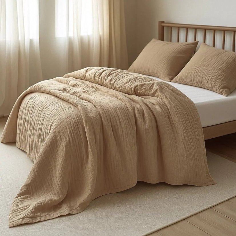 Mušelínové povlečení - cappuccino - Rozměr povlečení: 140x200+70x90 Mušelínové povlečení - cappuccino - Rozměr povlečení: 140x200+70x90