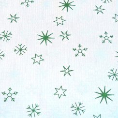 Vánoční látka na ubrusy - Hvězdičky bílozelené