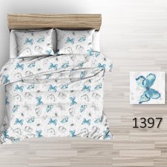 Povlečení hladká bavlna LUX - Modrý motýl