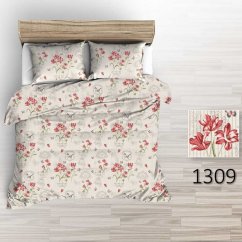 Povlečení hladká bavlna LUX - Květy s motýlky