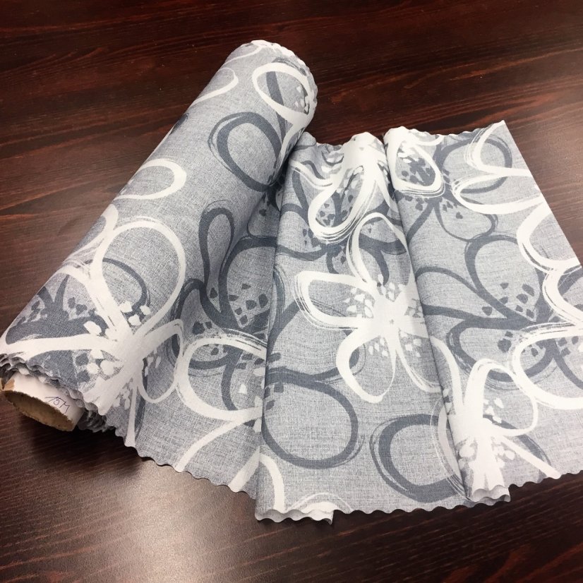 Ubrusová šála v metráži Loren šedá - Šírka materiálu ↔ (cm): 38, Vyber okraje: pouze střih