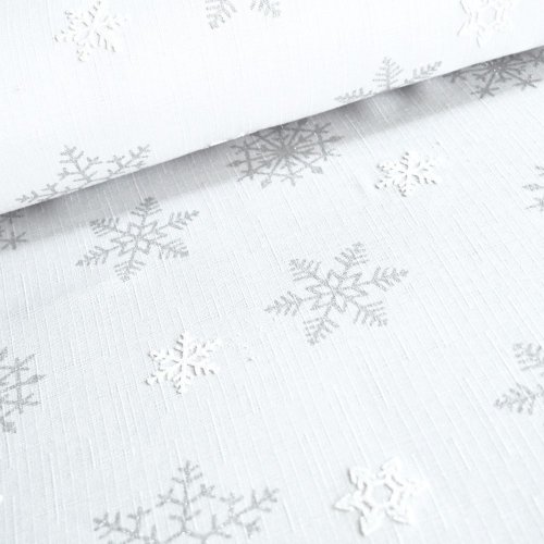 Vianočná látka na obrusy - Snehová vločka - biela - Šíře materiálu (cm): 160