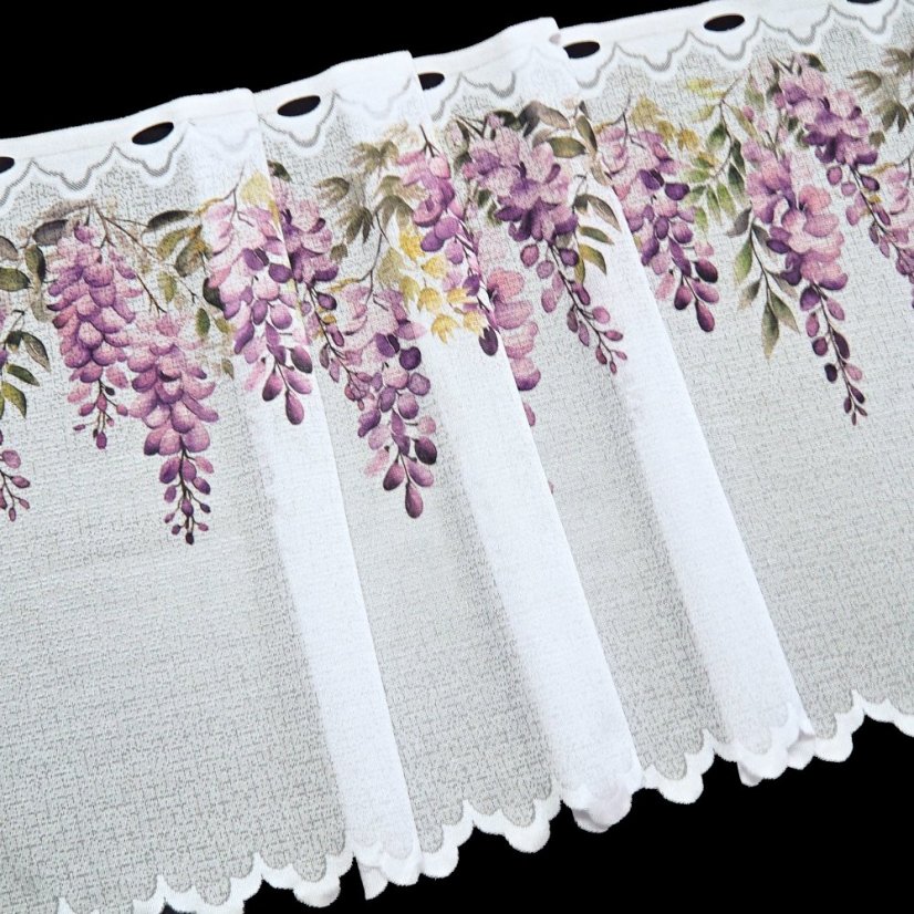 Vitrážová záclona Vistária - Vyber výšku ↕ (cm): 48, Vyber šitie: bez obšití